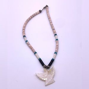 Mother of Pearl Eagle Beaded 9” Necklace Native American Jewelry